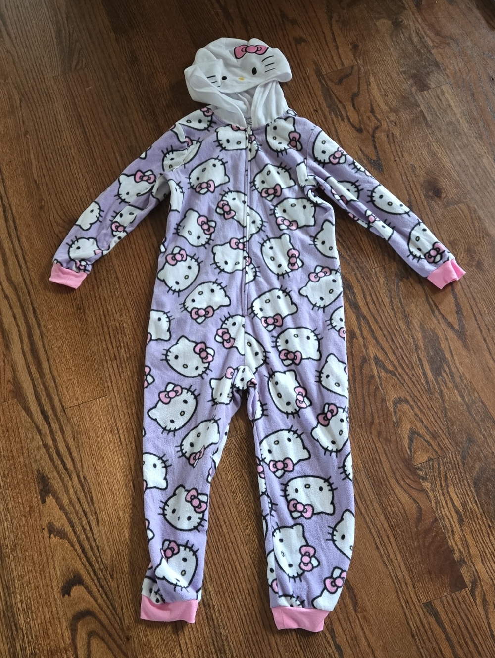 Hello Kitty Purple Kids One-Piece Hooded Pajamas